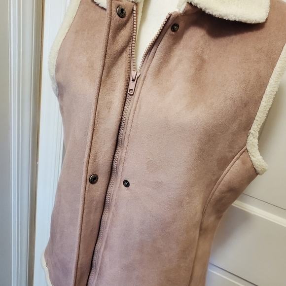 Talbots Powder Pink Suede Like Look Vest Size Large - Picture 9 of 9
